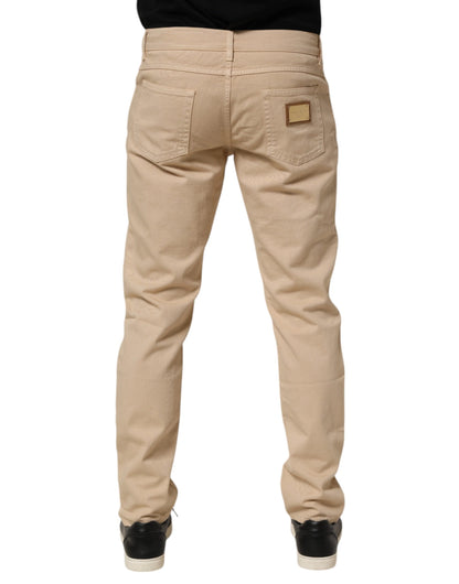 Dolce & Gabbana Beige Cotton Skinny Regular Men Denim Jeans