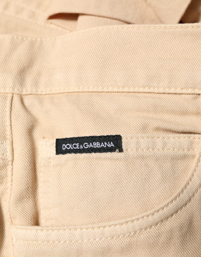 Dolce & Gabbana Beige Cotton Skinny Regular Men Denim Jeans