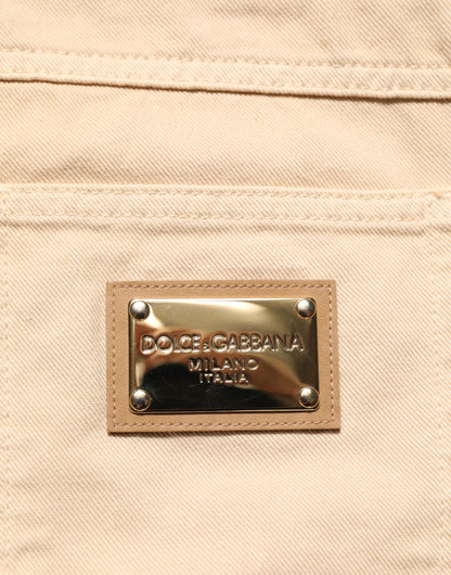 Dolce & Gabbana Beige Cotton Skinny Regular Men Denim Jeans