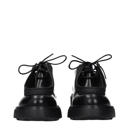 Prada Black Leather Oxfords And Derbies