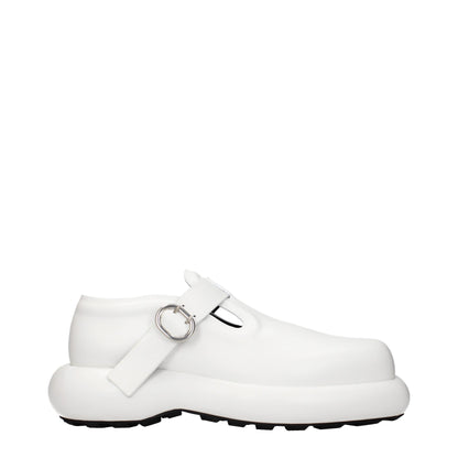 Jil Sander White Leather Slip-On Loafers