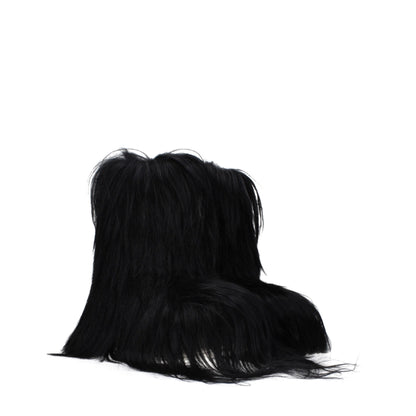 Rick Owens Black Fur Ankle Boots