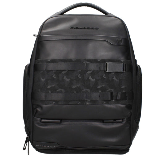 Piquadro Black Leather Backpacks