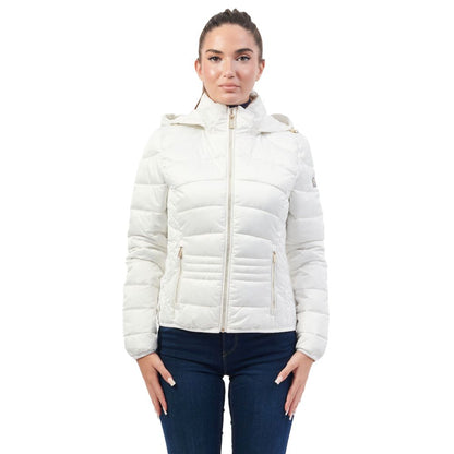 Yes Zee White Polyester Jackets & Coat