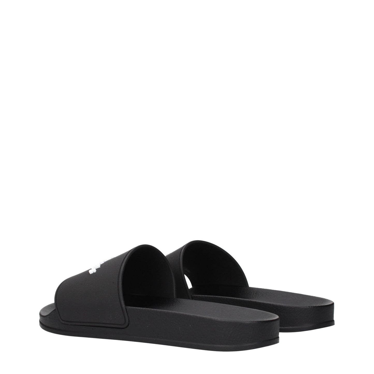 Palm Angels Black Cotton Slippers Sandals