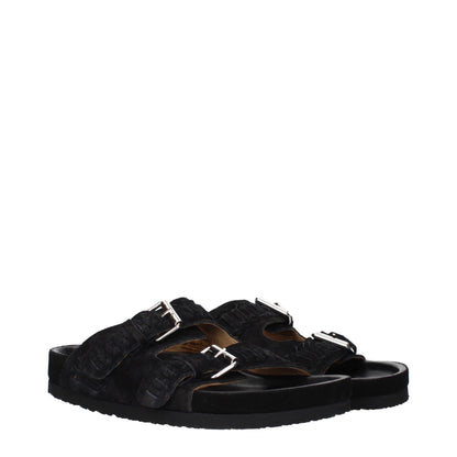 Isabel Marant Black Leather Slippers Sandals