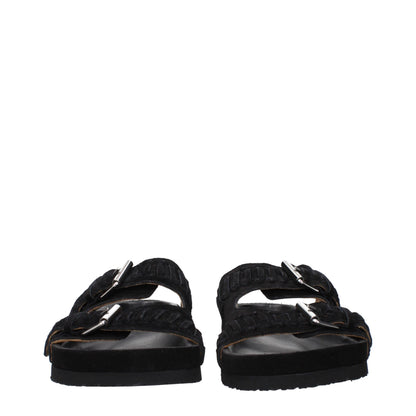 Isabel Marant Black Leather Slippers Sandals