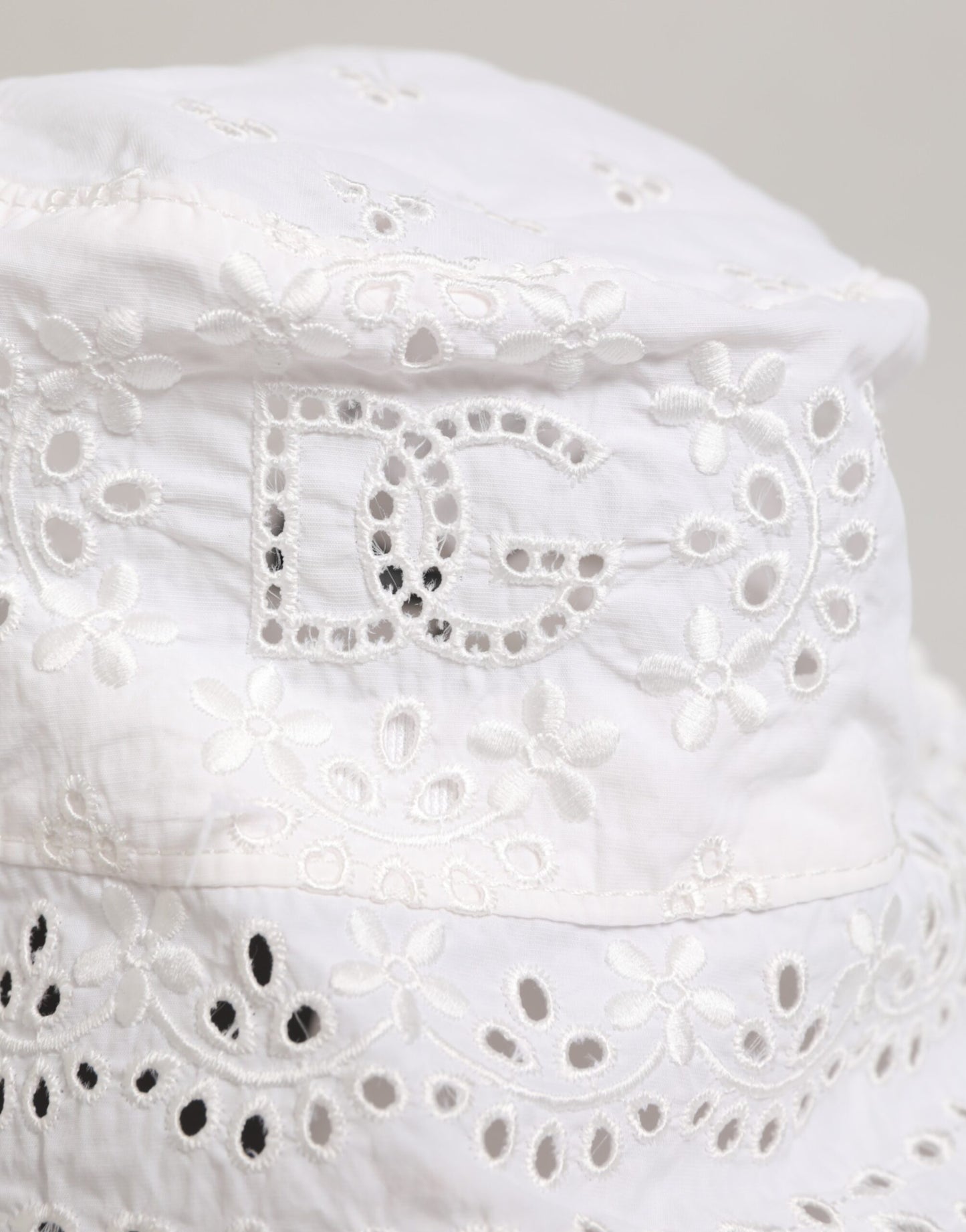 Dolce & Gabbana White Nylon Cut Out Bucket Logo Capello Hat