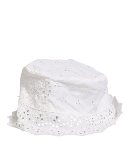 Dolce & Gabbana White Nylon Cut Out Bucket Logo Capello Hat