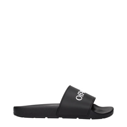 Off-White Black Cotton Slippers Sandals