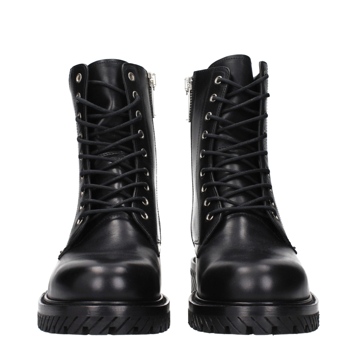 Off-White Black Leather Ankle Boots