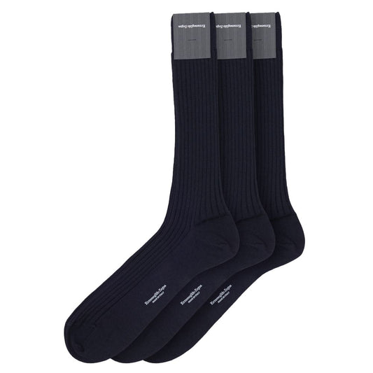 ZEGNA Navy Blue Wool Sock