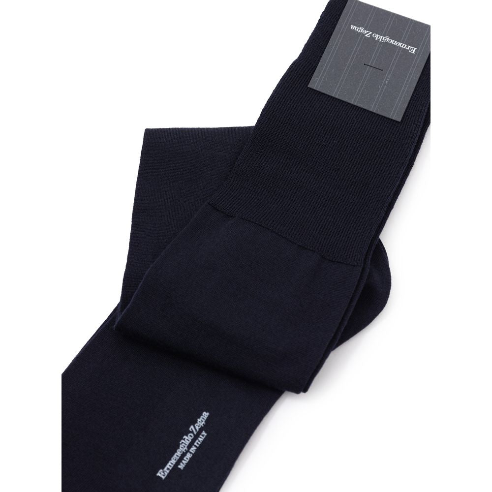 ZEGNA Navy Blue Wool Sock