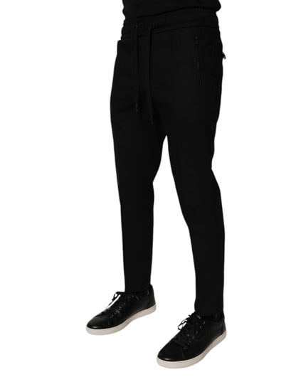 Dolce & Gabbana Black Wool Skinny Jogger Men Trouser Pants