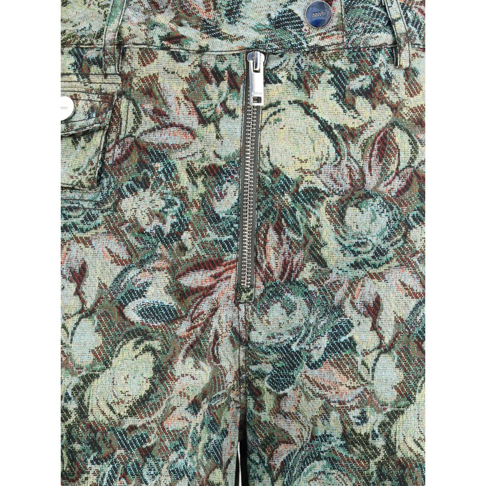 Ganni Printed Stretched Cotton Pants