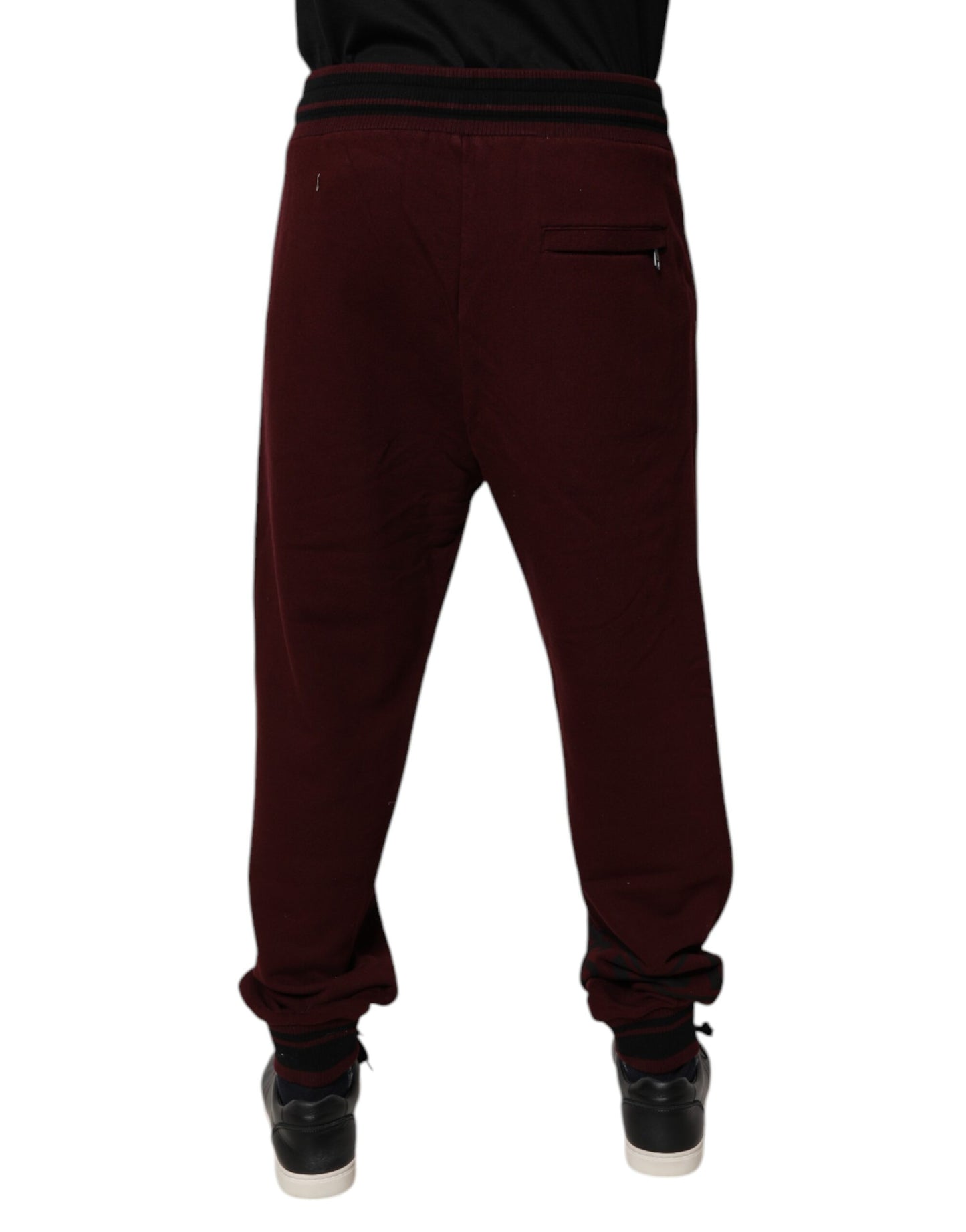 Dolce & Gabbana Maroon Cotton Men Jogger Sweatpants Pants