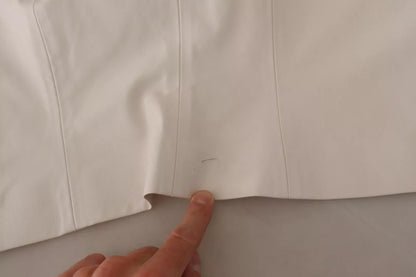 PINKO White Square Neck Button Down Crop Blouse