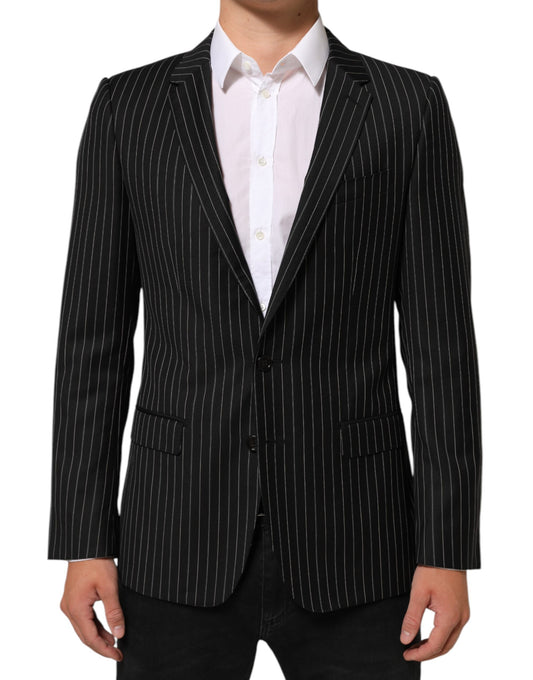 Dolce & Gabbana Black Stripes MARTINI 1 Button Suit Blazer