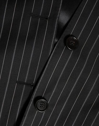 Dolce & Gabbana Black Stripes MARTINI 1 Button Suit Blazer