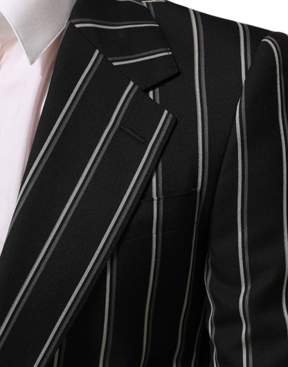 Dolce & Gabbana Black Stripes SICILIA 1 Button Suit Blazer