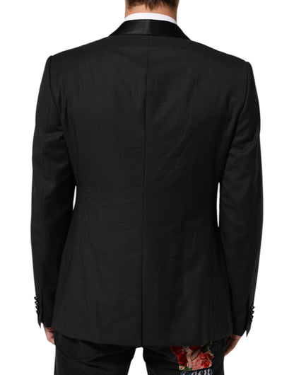 Dolce & Gabbana Black Wool GOLD 1 Button Suit Coat Blazer