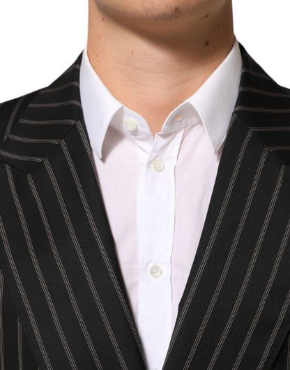 Dolce & Gabbana Black Stripes SICILIA 1 Button Suit Blazer