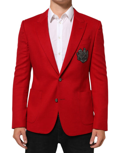 Dolce & Gabbana Red Cashmere 2 Buttons Suit Jacket Blazer