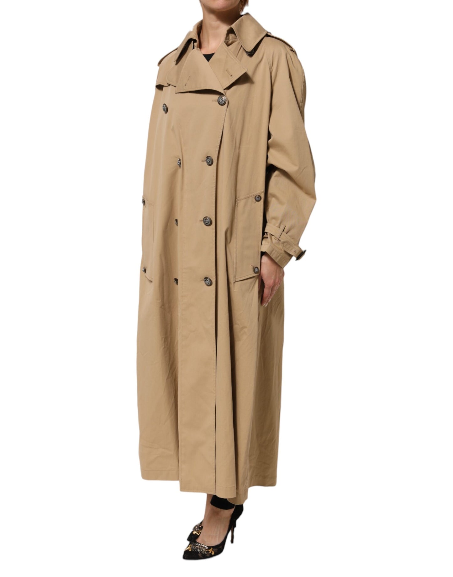Dolce & Gabbana Khaki Double Breasted Trench Coat Jacket