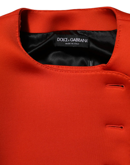 Dolce & Gabbana Red Buttoned Down Women Trench Coat Jacket