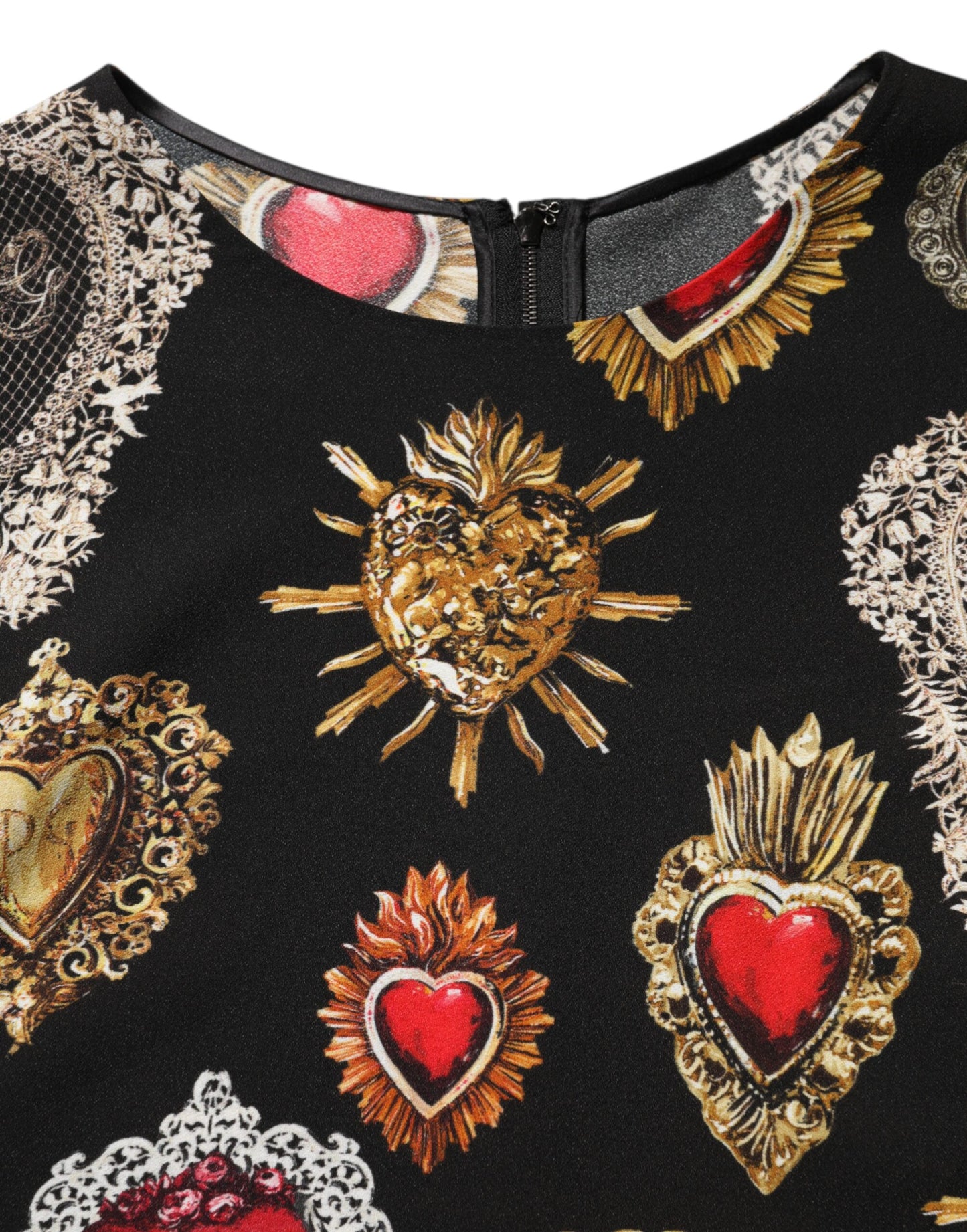 Dolce & Gabbana Black Sacred Heart Print Long Sleeves Top