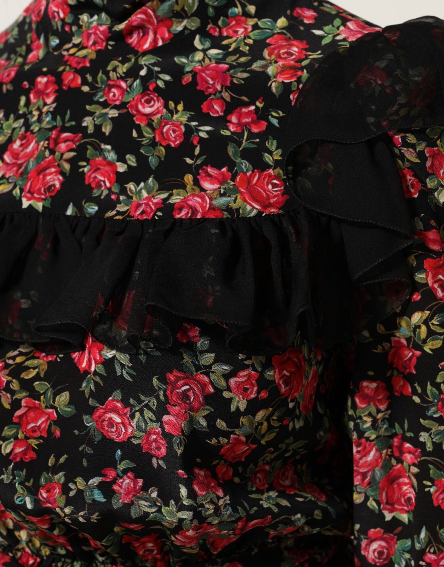 Dolce & Gabbana Black Floral Print Long Sleeve Blouse Top