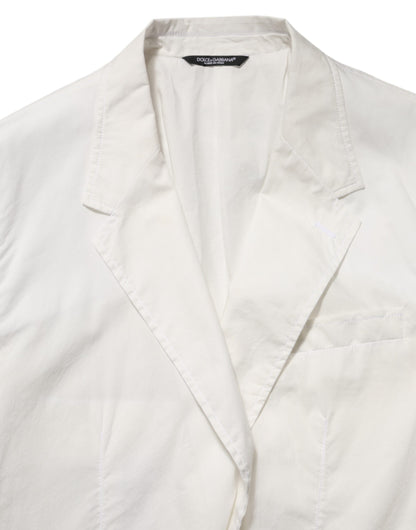 Dolce & Gabbana White Cotton 1 Button Men Suit Blazer