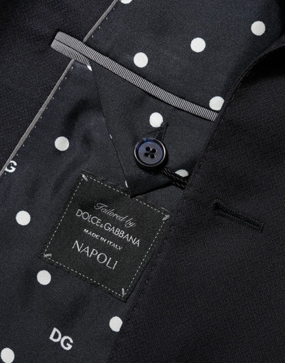 Dolce & Gabbana Black Wool NAPOLI 2 Button Men Suit Blazer