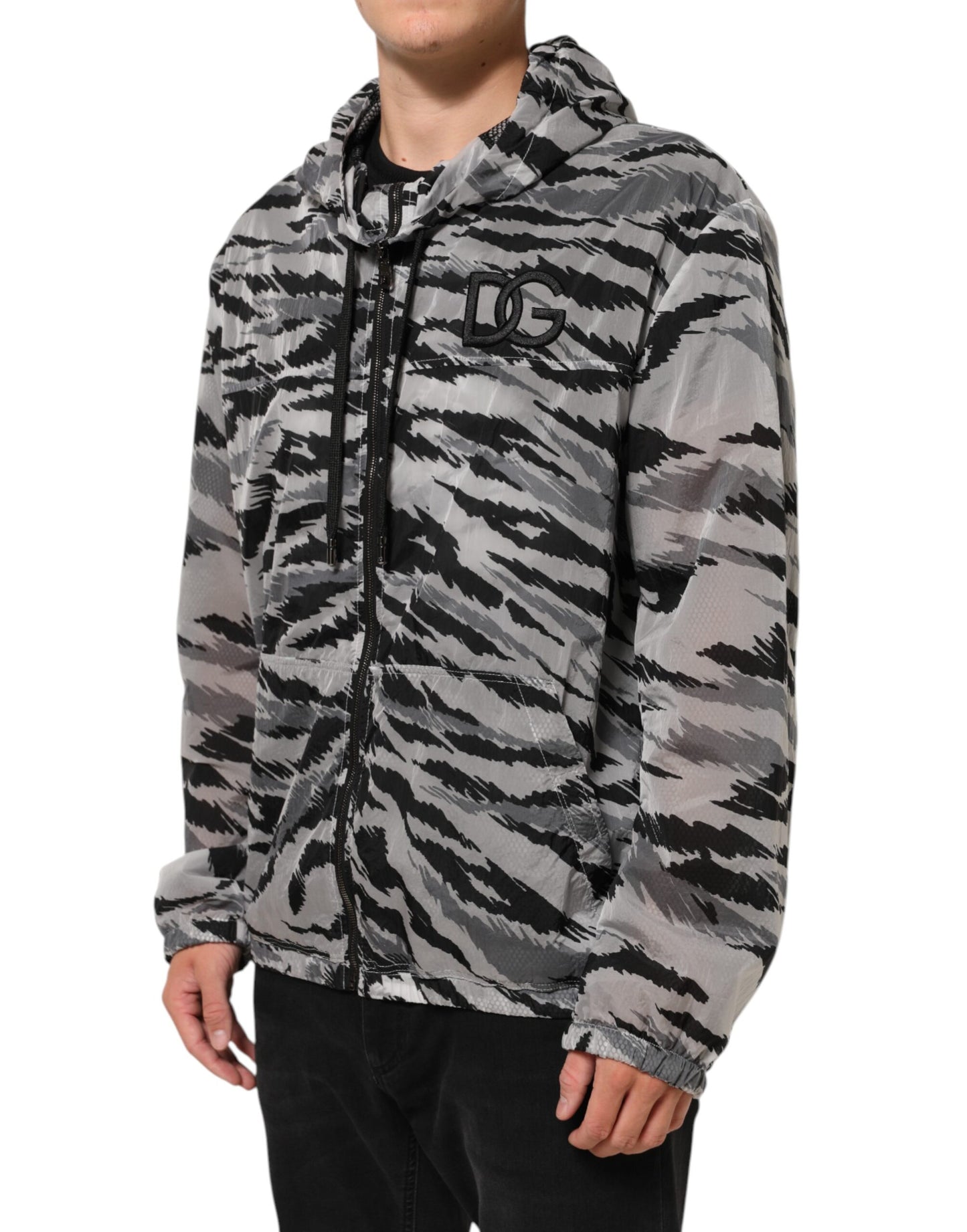 Dolce &amp; Gabbana graue Kapuzenjacke mit Camouflage-Muster
