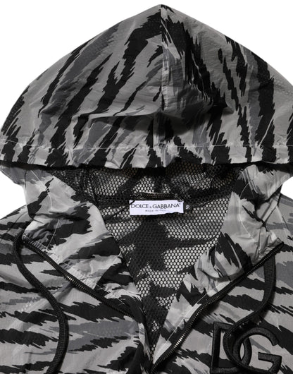 Dolce &amp; Gabbana graue Kapuzenjacke mit Camouflage-Muster