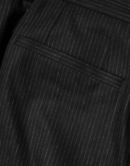 Dolce &amp; Gabbana Schwarze Baumwoll-Anzughose mit mittelhohem Bund