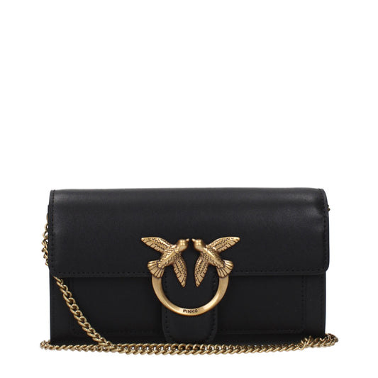 PINKO Black Leather Clutch Bags