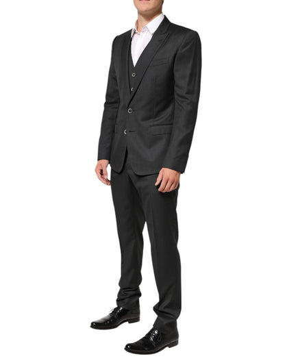 Dolce & Gabbana Black MARTINI 2 Buttons Suit 3 Piece Suit