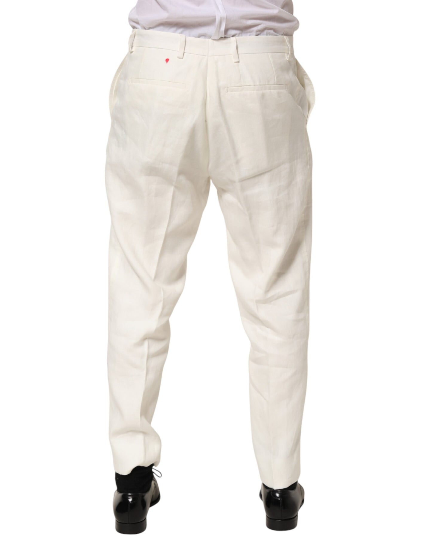 Dolce & Gabbana White Linen Formal Dress Men Trouser Pants