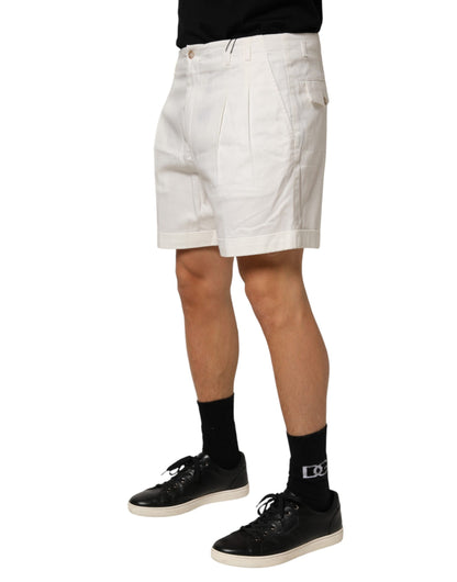 Dolce & Gabbana White Cotton Mid Waist Men Bermuda Shorts