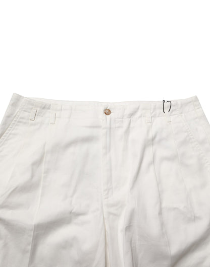 Dolce & Gabbana White Cotton Mid Waist Men Bermuda Shorts
