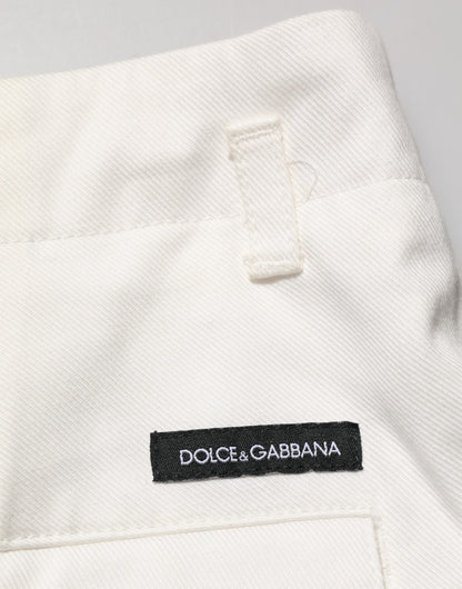 Dolce & Gabbana White Cotton Mid Waist Men Bermuda Shorts