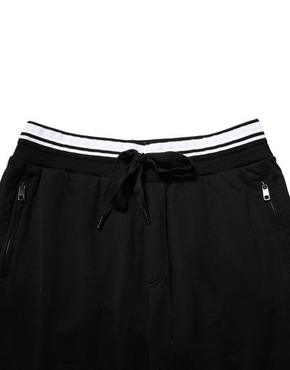 Dolce & Gabbana Black Cotton Sacred-Heart Men Jogger Pants