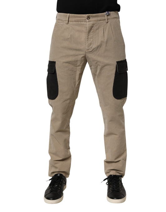 AT.P.CO Beige Mid Waist Skinny Men Cargo Chino Trouser Pants