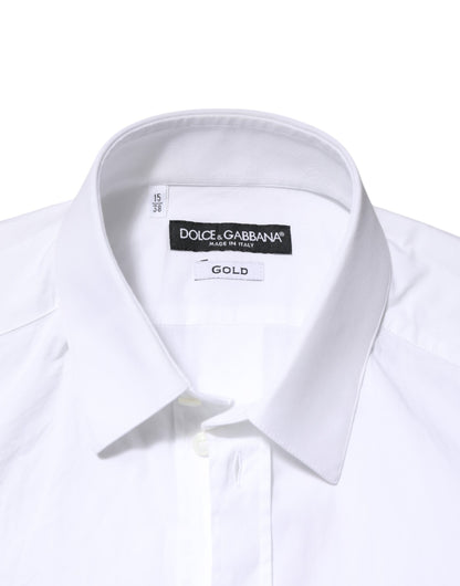 Dolce & Gabbana White Cotton GOLD Formal Men Dress Shirt