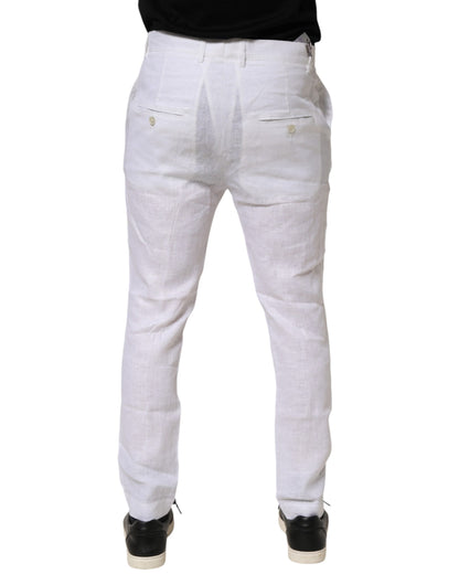 Daniele Alessandrini White Linen Formal Dress Trouser Pants