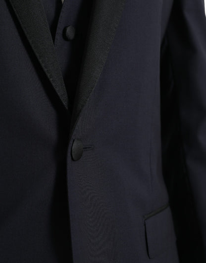 Dolce & Gabbana Blue Wool MARTINI 1 Button Men 3 Piece Suit