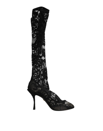 Dolce & Gabbana Black Pumps Taormina Lace Socks Boots Shoes