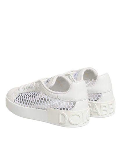 Dolce & Gabbana White Mesh Inserts Low Top Sneakers Shoes