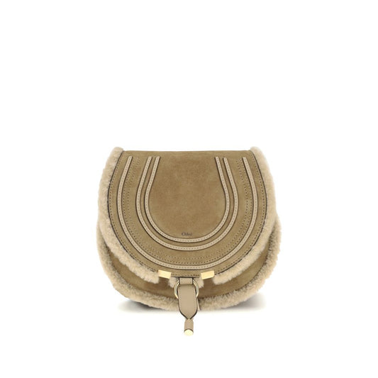 Chloé Small Saddle Marcie Shoulder Bag in suede and shearling
